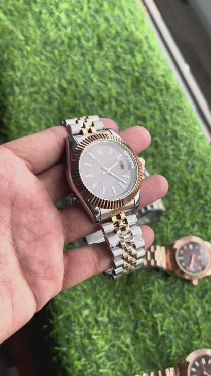 RLX Date-Time Luxury Watche - (2 tone/Blk)