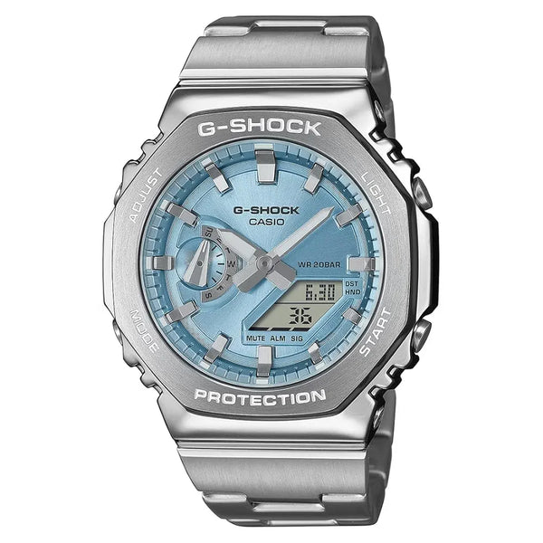 G-Shock GM-2110D – Ice Blue Dial | Full Stainless Steel Body